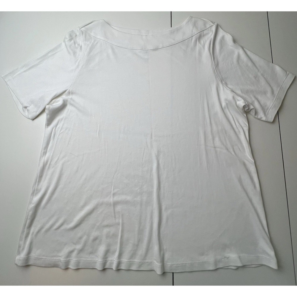 J Jill Women's Shirt Top White Boat Neck Short Sleeve Perfect Pima Women's 2X